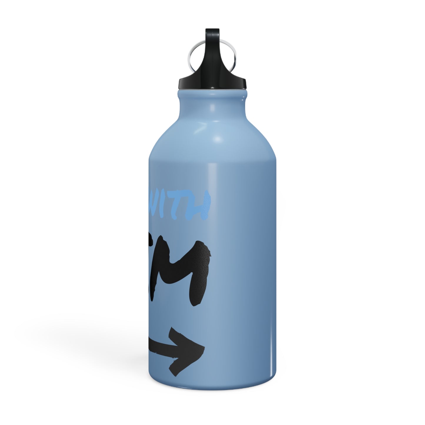 Aluminum Water Bottle – ‘I’m With HIM’ Design | Blue Travel Flask with Carabiner Clip – Couples Edition